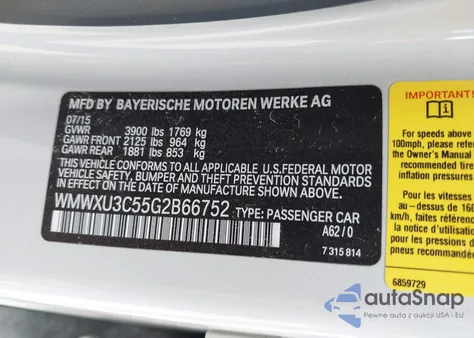 2016 Mini Hardtop Cooper S z USA, uszkodzony, nr VIN WMWXU3C55G2B66752